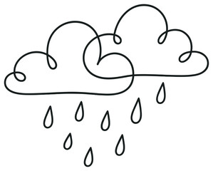 Minimalist rainy cloud vector art | simple rain design for weather and nature concepts