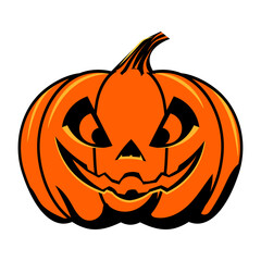 Smiling Jack-o'-Lantern with Carved Face for Halloween
