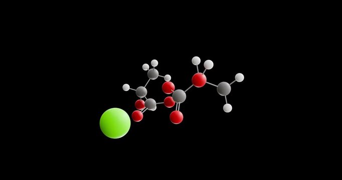 Calcium lactate molecule, rotating 3D model of e327, looped video on a black background
