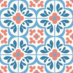 Ceramic tile pattern design with symmetrical floral pattern.