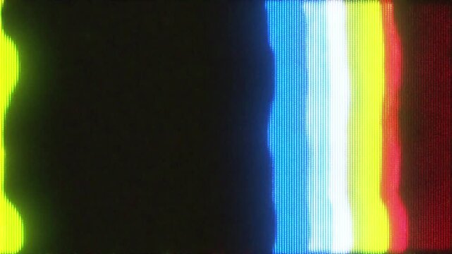 4K CRT glitch transition with vertical RGB color bars, analog distortion and screen flicker for retro cyberpunk overlays, signal loss effects, glitchcore textures