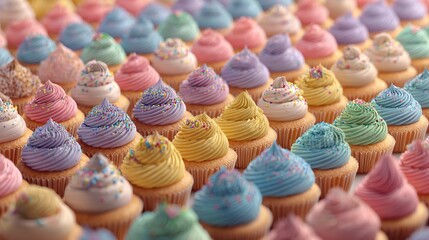 Colorful Pastel Cupcakes: Delicious Bakery Treats