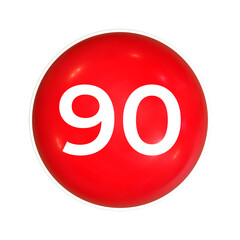 Red Sphere Or Button With Number 90