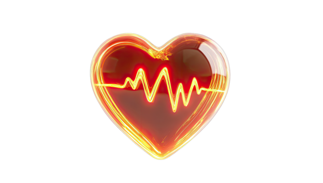 Glowing heart with heartbeat graphic
