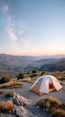 Glowing Tent Under Starlit Wilderness Sky