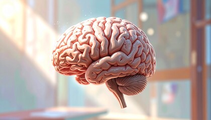 Human Brain 3D Illustration of Intricate Neural Connections