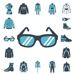 A vibrant collection of futuristic fashion and tech accessories.  Stylish and innovative designs.