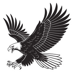Fototapeta premium Powerful black eagle in dynamic flight silhouette vector graphic vector