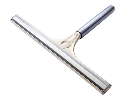 Window squeegee with metal handle isolated on transparent background