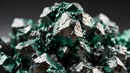 Macro Closeup of Praseodymium Ore on White Background