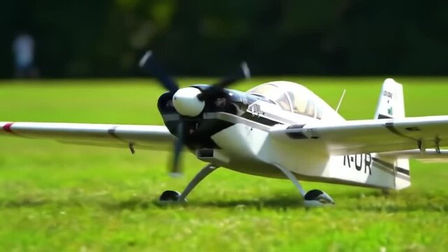 Model airplane taking off, ready for flight adventure and fun