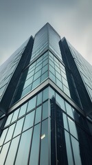 Obraz premium Modern Glass Skyscraper with Sharp Angular Architecture