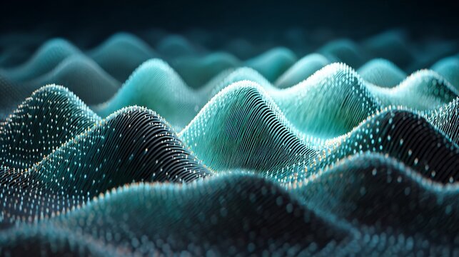 Abstract Digital Waveform Pattern with Vibrant Blue and Cyan Colors in Futuristic Style