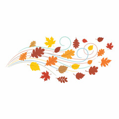Autumn Leaves Swirling in a Gentle Breeze: Colorful Fall Foliage Design.