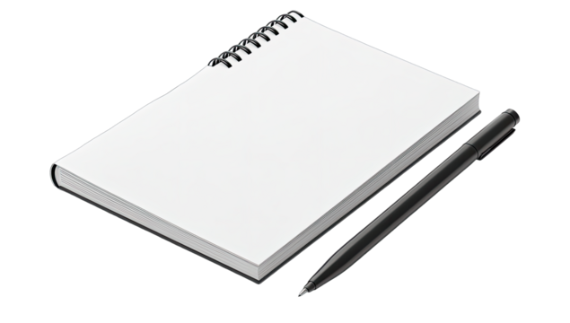 Blank notebook and pen