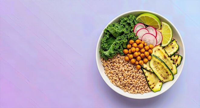 Healthy Vegan Buddha Bowl with Grilled Zucchini. Ai generation