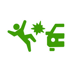 【Safety Icons – Warning】「車と歩行者の衝突事故アイコン（衝撃付き） / Car and Pedestrian Collision Icon with Impact」