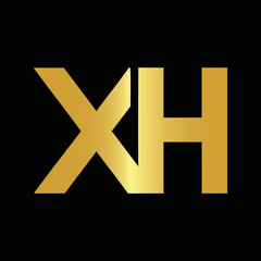 Obraz premium Creative Letter XH Logo Vector With Gold Color. Abstract Linked Letter XH Logo Design