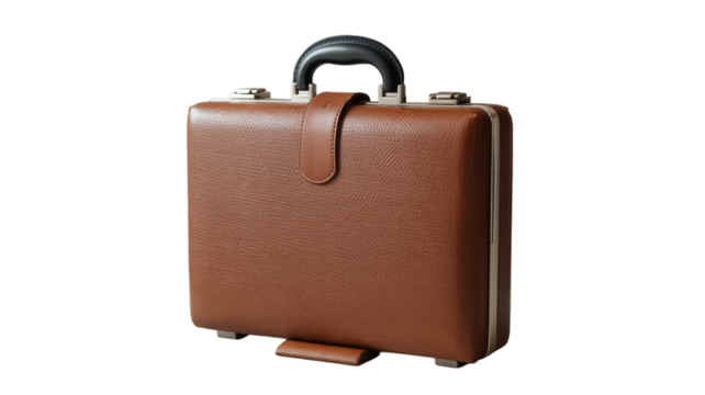 A professional briefcase rendered in 3D against isolated on a transparent background.  