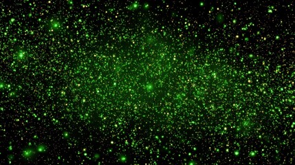 Green glowing particle stream ascends on black background, creating dazzling display