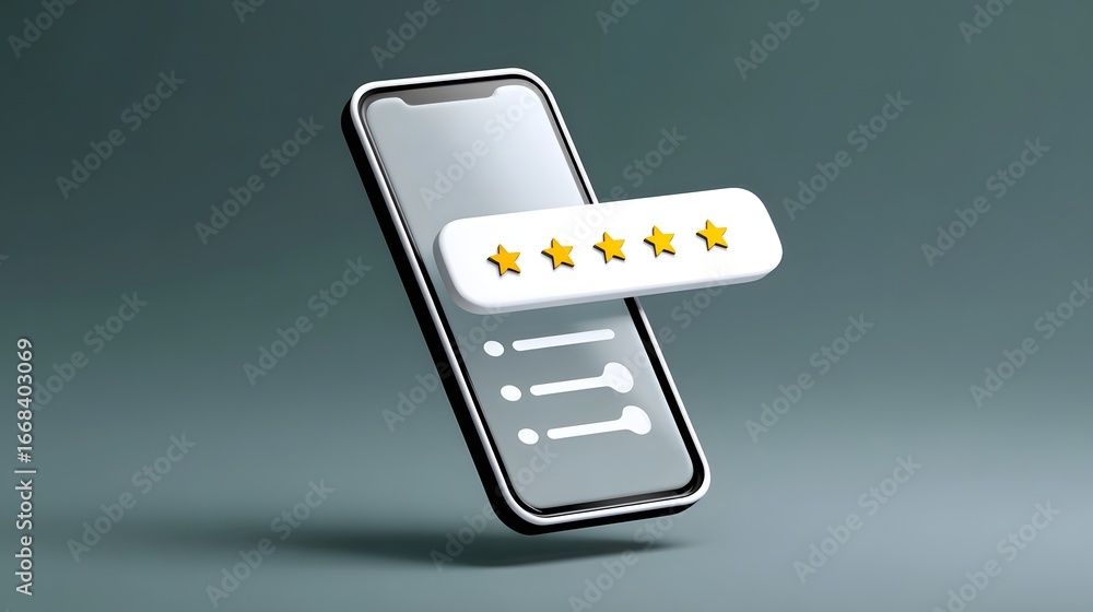Poster smartphone with digital review and rating display