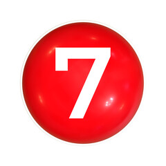 Red Sphere Or Button With Number 7