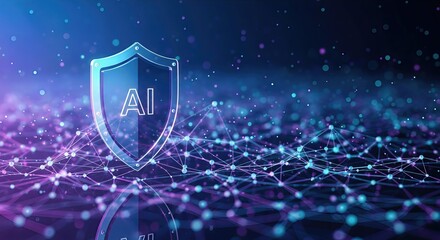 AI Security Shield with Digital Network. Ai generation