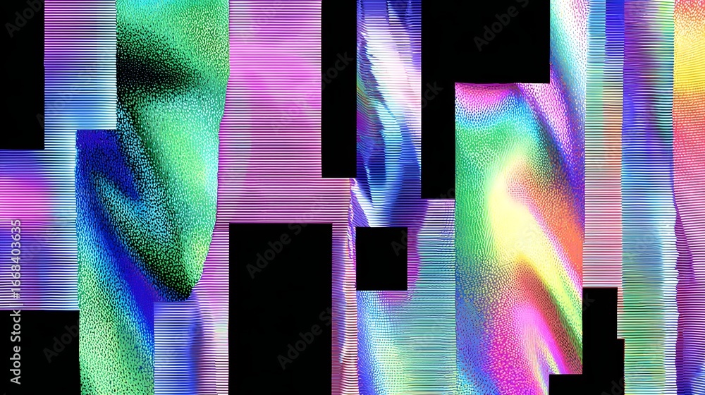 Poster vibrant abstract digital artwork with geometric patterns and colors