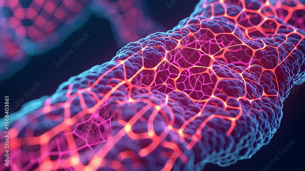 Aufkleber colorful abstract representation of cellular structures and networks.