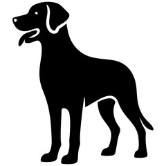 black dog vector silhouette and white background