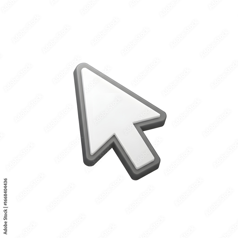 Poster mouse cursor click on transparent background pointing upward with shadow