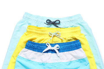 Children's swim shorts on white background