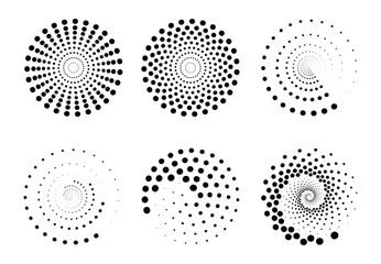Set of Circles radars, ripples on water, mandalas dots.