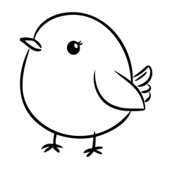 Cute and Simple Doodle of a Round Bird with Big Eyes and Tiny Wings