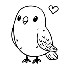 Cute Hand-Drawn Bird Illustration with Heart Accent for Creative Projects