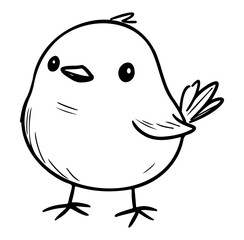 Cute Hand-Drawn Doodle of a Cartoon Bird in Minimalist Style