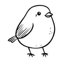 Cute Doodle of a Simple Bird with Round Body and Small Beak