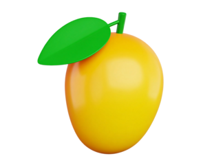Realistic Tropical Mango Fruit Emoji Icon, Smooth Gradient, Isolated on Transparent Background