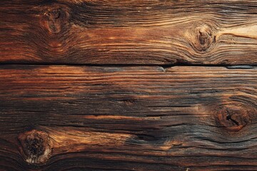 Naklejka premium Rustic, dark brown wood planks with visible grain, knots, and weathering; showing age and texture