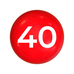 Red Sphere Or Button With Number 40