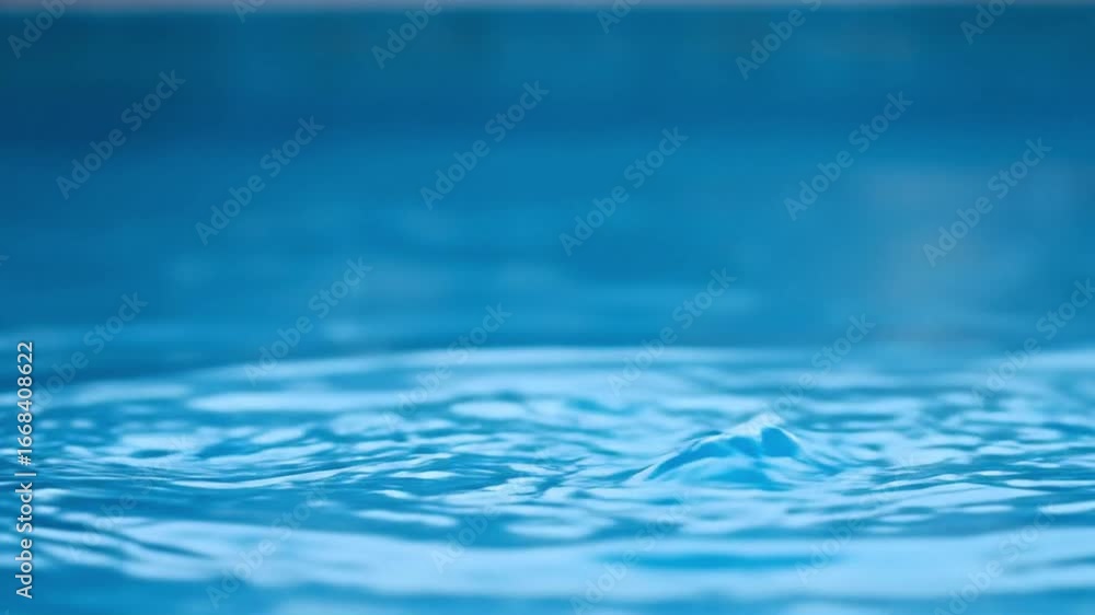 Poster water droplets falling into a pool of water creating ripples and splashes
