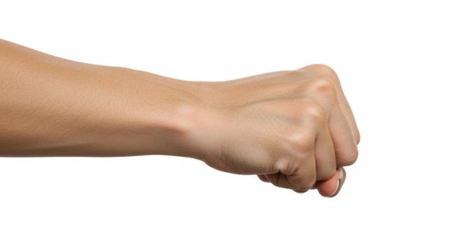 Hand in Fist isolated on Transparent Background Showing Strength and Power