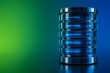 Transparent Glass Server Tower with Illuminated Data Cores - Futuristic Technology Visualization