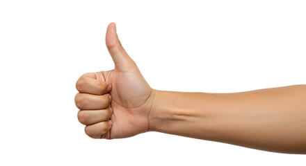 Hand showing thumbs up gesture against a Transparent Background conveys approval