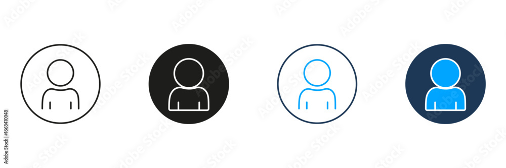 Poster user profile avatar line and solid icon set. user identification and account representation symbol c