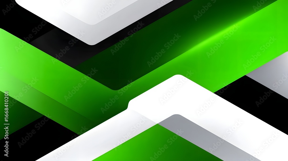Poster abstract geometric shapes and patterns in green and black colors
