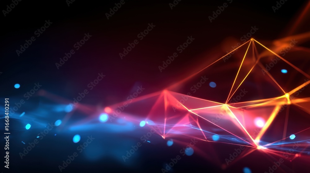 Poster colorful abstract background with dynamic light trails and geometric shapes for modern designs and d