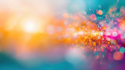 Colorful bursts of light create a dreamy abstract background at sunset