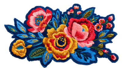 Embroidered floral bouquet patch