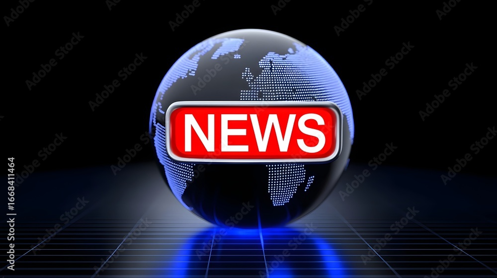 Poster global news coverage on a digital display